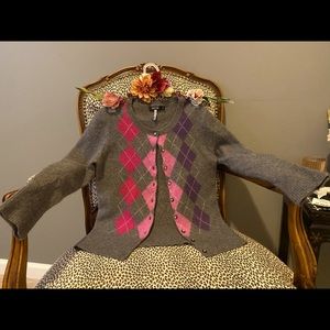 Cashmere cute argyle button up sweater